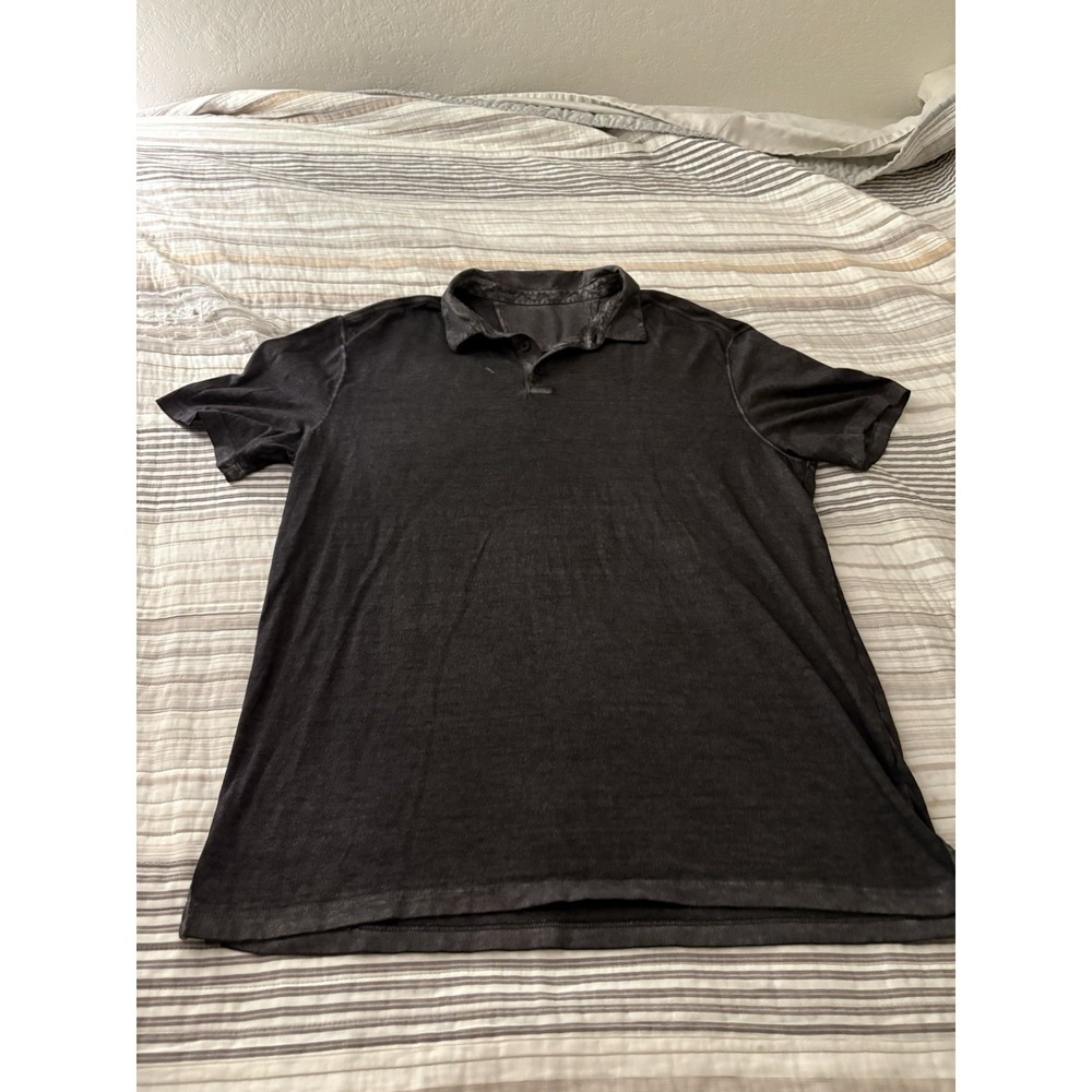 John Varvatos Star USA Polo Shirt Men's Size L Dark Gray Short Sleeve Collared